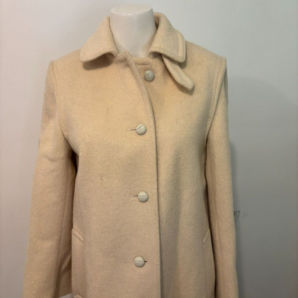 Salko Vintage Women’s Wool Austrian Long Neutral Cream Peacoat Size 36 - Picture 12 of 12